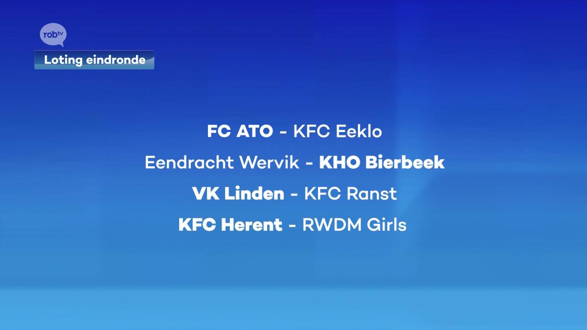 OVERZICHT: dit is de loting voor FC ATO, KHO Bierbeek, VK Linden en de vrouwen van KFC Herent om naa