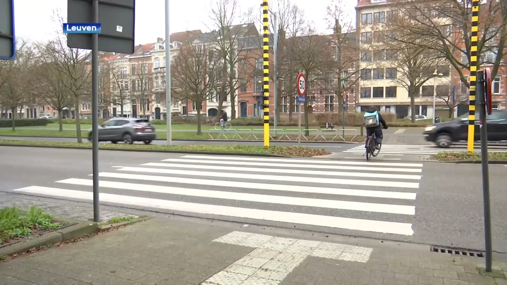 Op de ring van Leuven komen op acht plaatsen gevleugelde zebrapaden