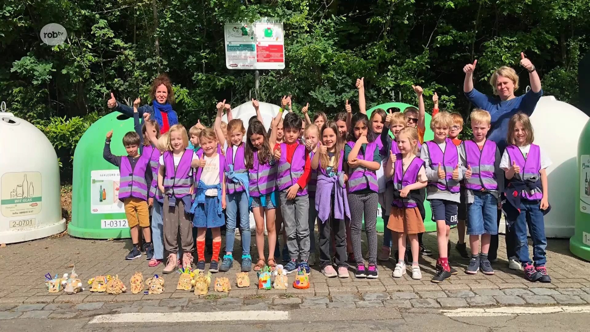 Lagere school Heilig Hart in Oud-Heverlee maakt 'glasbolbewakers' om sluikstort tegen te gaan