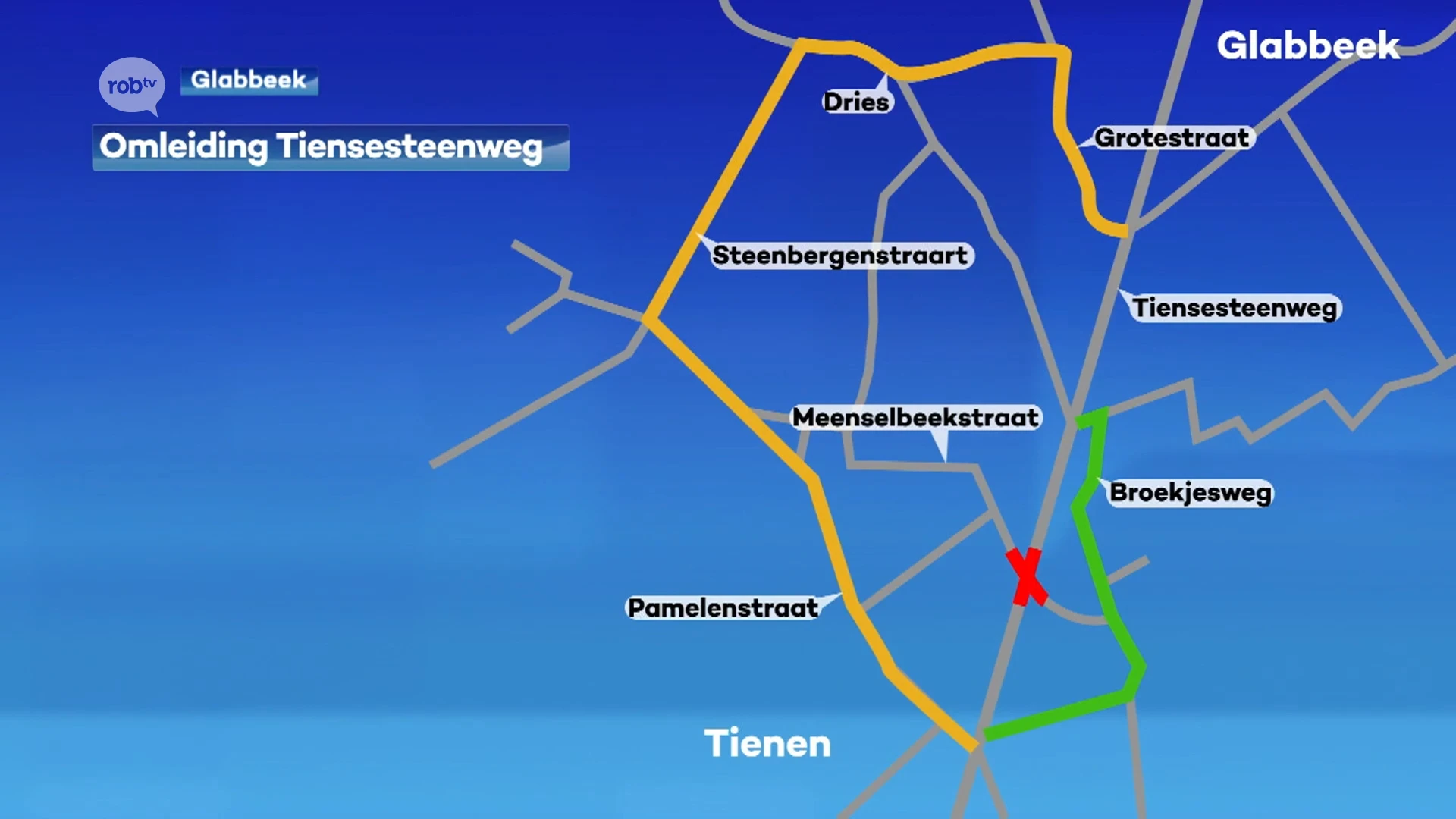 Kruispunt Tiensesteenweg in Glabbeek afgesloten vanaf 8 augustus door rioleringswerken