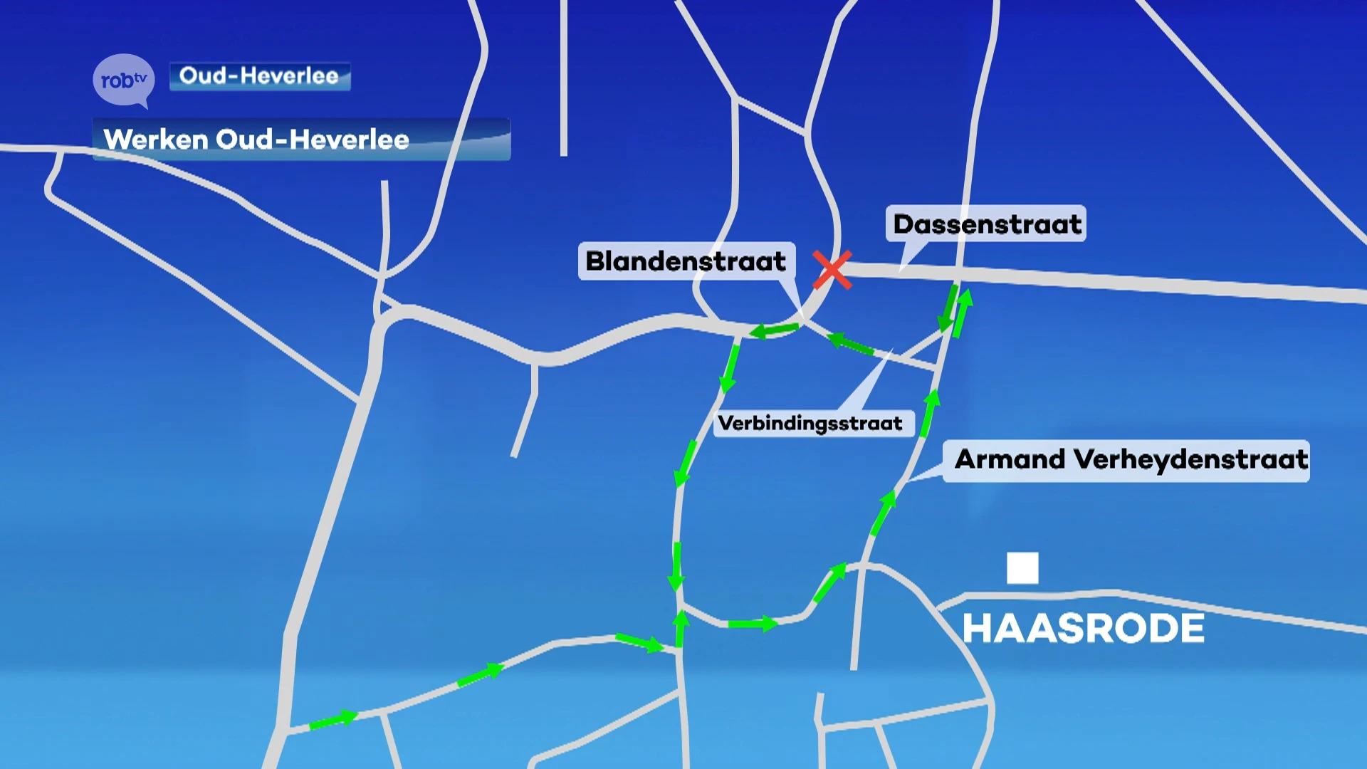 Kruispunt Blandenstraat in Haasrode 10 dagen dicht door asfalteringswerken