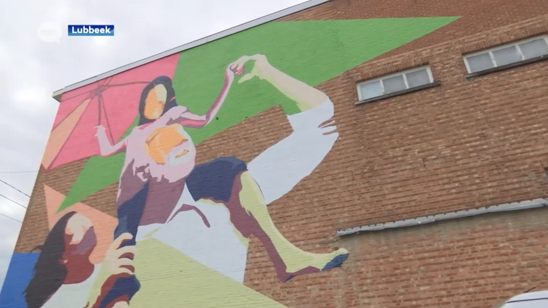"Vaders paraplu" is eerste streetart schilderij in Lubbeek: "Staat metafoor voor inclusieve samenleving"