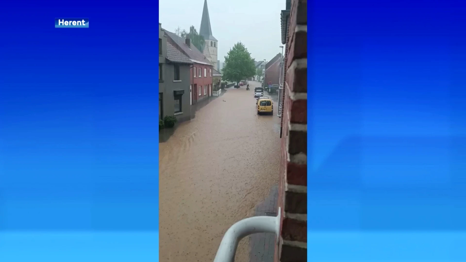 Dorpstraat in Herent onder water gelopen