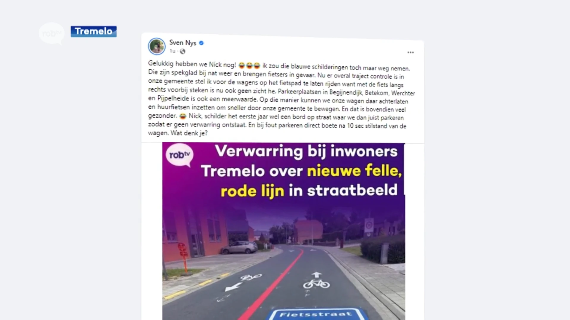 Sven Nys reageert ludiek op rode lijnen in Tremelo: "Auto's op het fietspad, en parkeren in Werchter"