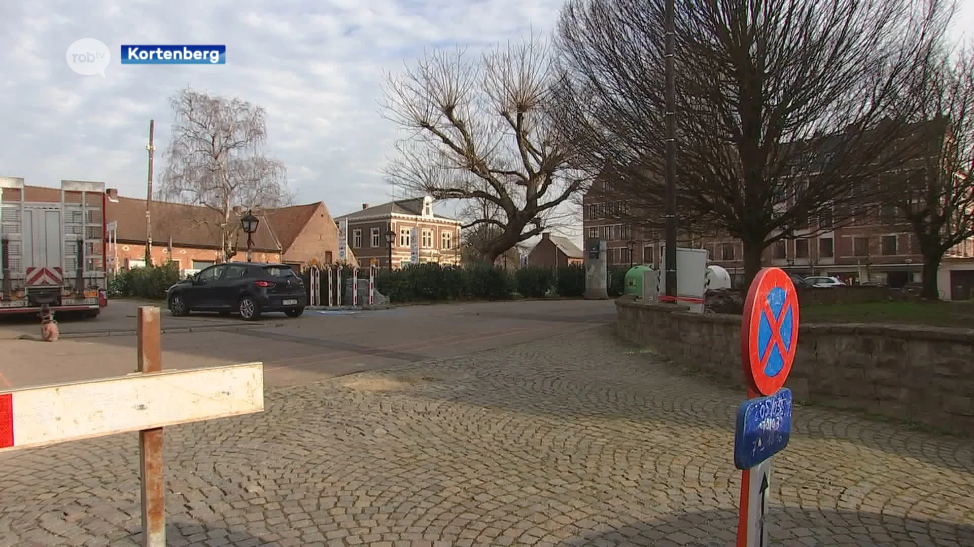 Werken aan Dorpsplein in Erps bij Kortenberg in opdracht van Fluvius