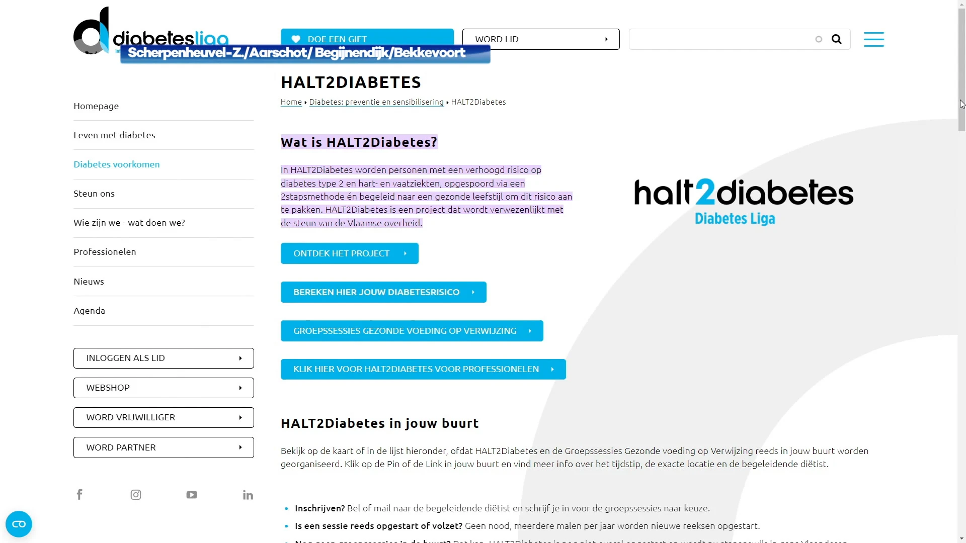 Project 'Halt2Diabetes' nu ook in Aarschot, Begijnendijk en Bekkevoort
