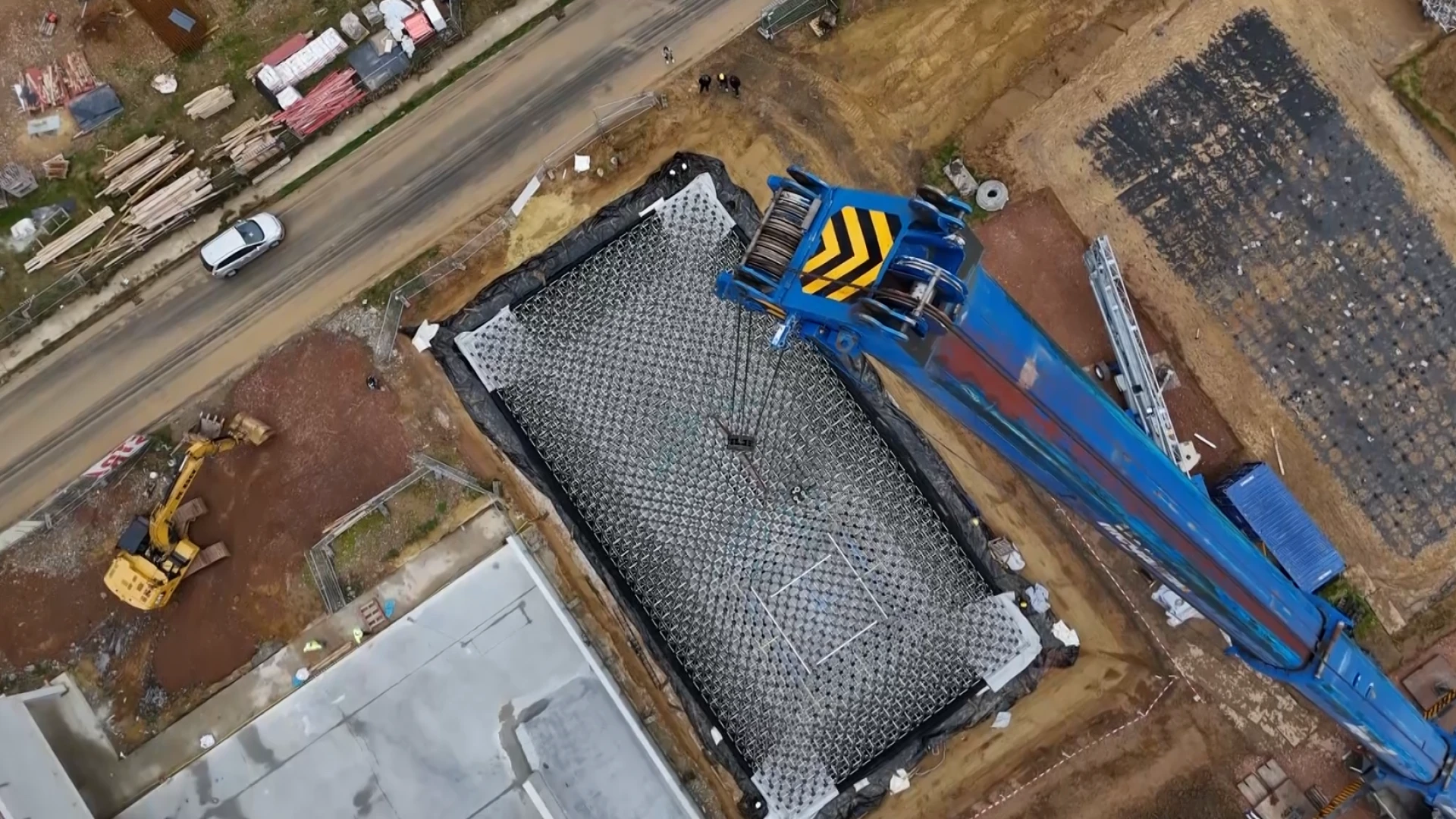 Zo ziet het gloednieuwe warmtebuffersysteem op het nieuwe bedrijventerrein in Tervuren eruit vanuit de lucht