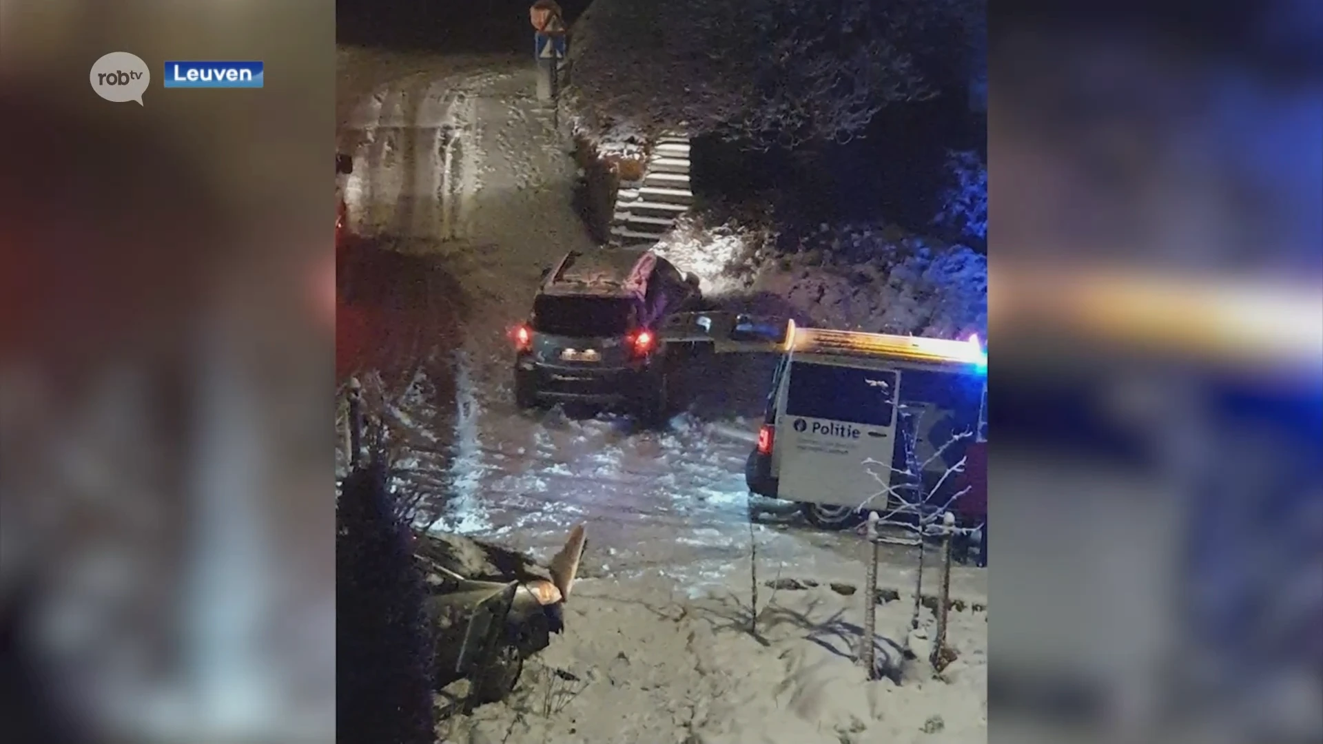 Eerste sneeuw van het jaar: auto's vliegen uit de bocht in Bierbeek