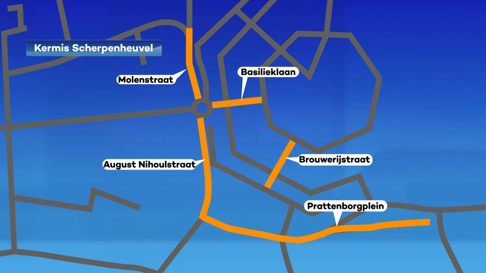 Verschillende straten tot maandag 4 augustus afgesloten door kermis in centum van Scherpenheuvel