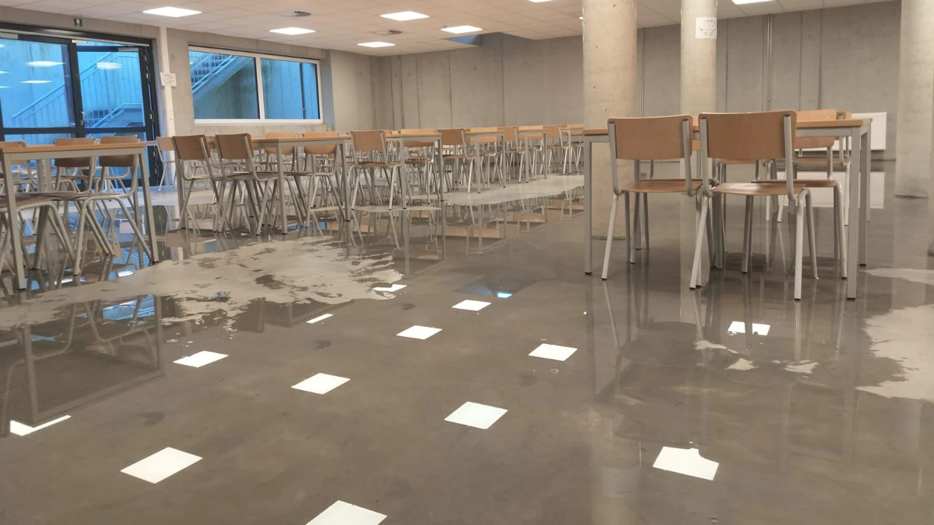 BEKIJK: Zo zien de klassen van het Sint-Albertuscollege in Heverlee eruit nadat onbekende brandslang heeft opengezet