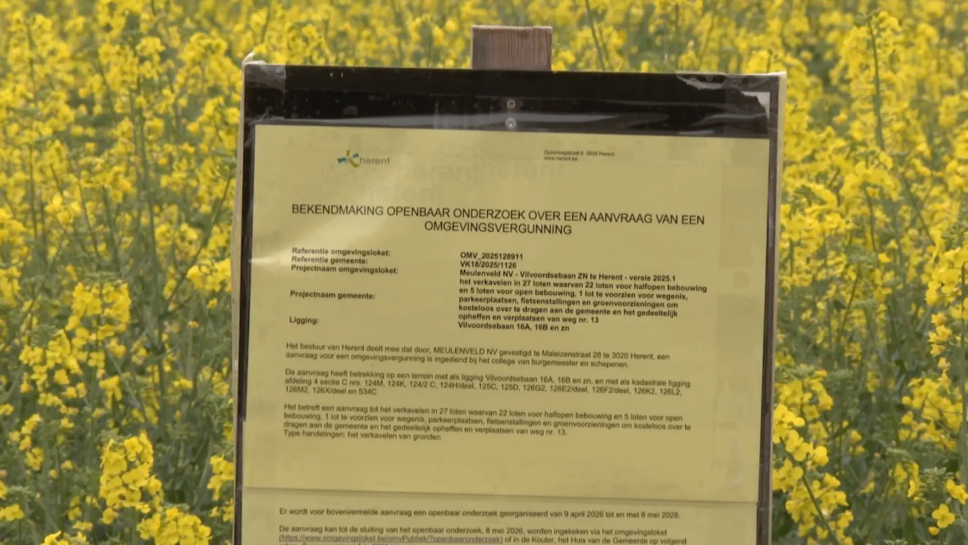Hoofdafbeelding voor artikel NV Meulenveld dient verkavelingsaanvraag…