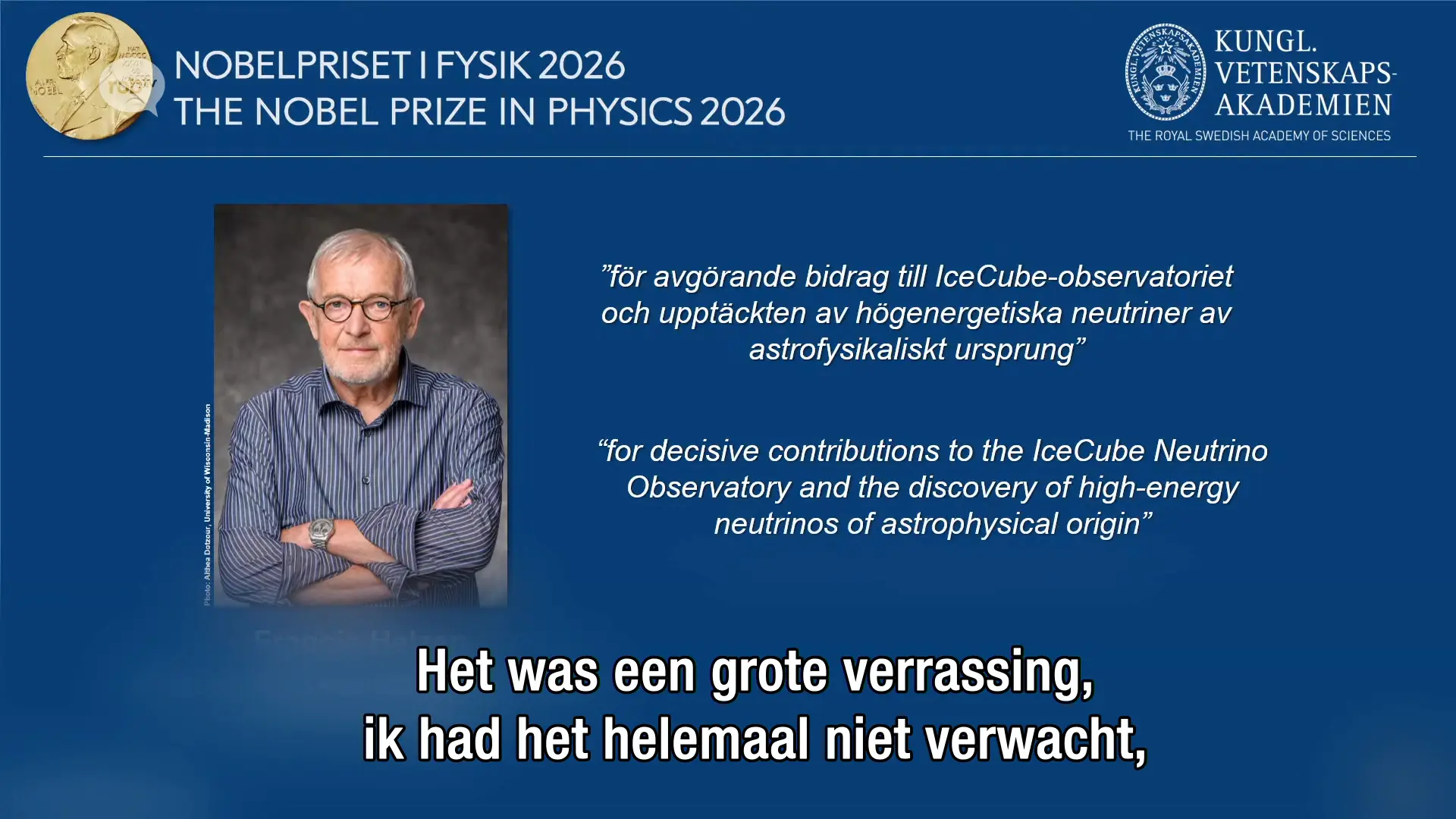 Hoofdafbeelding voor artikel Francis Halzen uit Tienen…