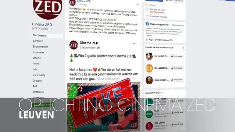 Cinema Zed waarschuwt voor oplichters die op Facebook adverteren
