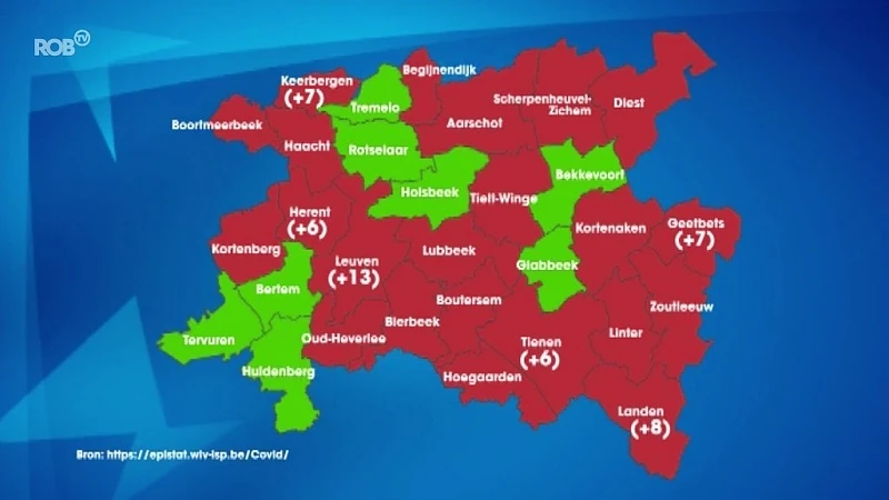 Aantal coronabesmettingen stijgt: vooral oosten van onze regio zwaar getroffen