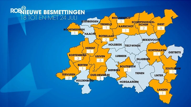 Bekijk hier het aantal nieuwe bevestigde besmettingen in onze regio