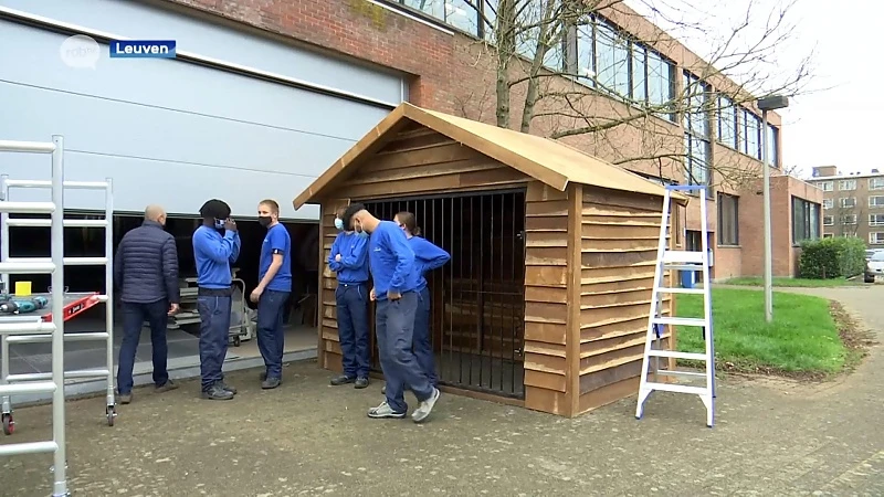 Leerlingen middelbare school Redingenhof maken kerststal voor de stad Leuven