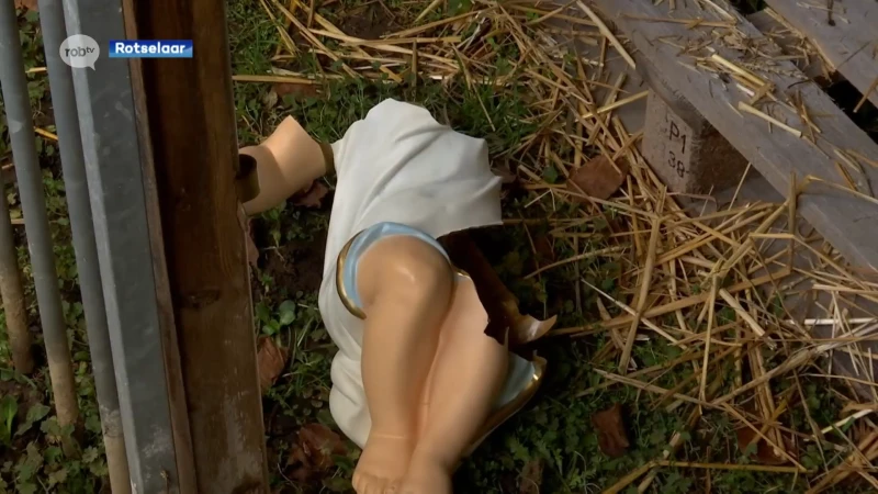Vandalen vernielen beeld van Jezus in kerststal in Wezemaal