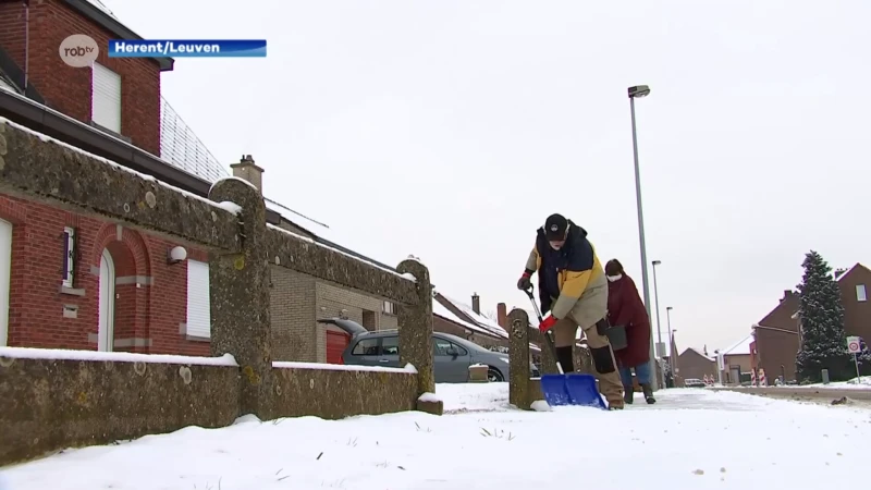 Regiogenoten trekken straat op om stoep sneeuwvrij te maken