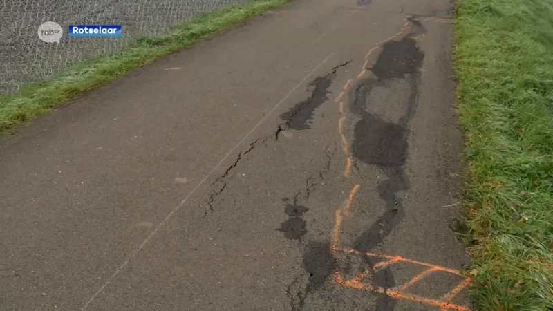 Al voor de tweede keer werken aan het wegdek van Demerdijk in Rotselaar