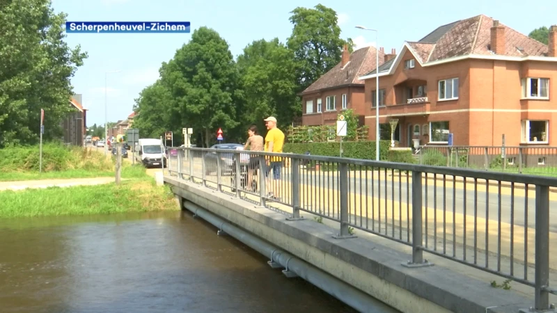 Nieuwsgierige regiogenoten nemen een kijkje bij de hoge Demer in Zichem