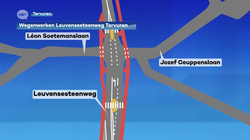 Kruispunt Leuvensesteenweg met Léon Soetemanslaan in Tervuren wordt veiliger met middenberm aan het zebrapad