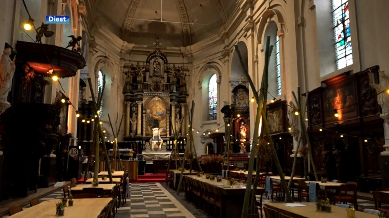 Eens gaan tafelen in een kerk? Vanaf nu vrijdag kan het in de Sint-Barbarakerk in Diest: "Lekker eten in prachtige setting"