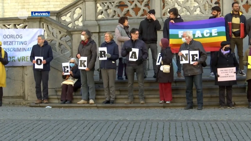 Leuvense vredesbeweging voert actie tegen oorlog tussen Rusland en Oekraïne