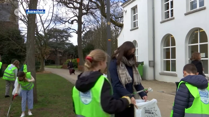 Kinderraad Aarschot start lenteschoonmaak in het stadspark