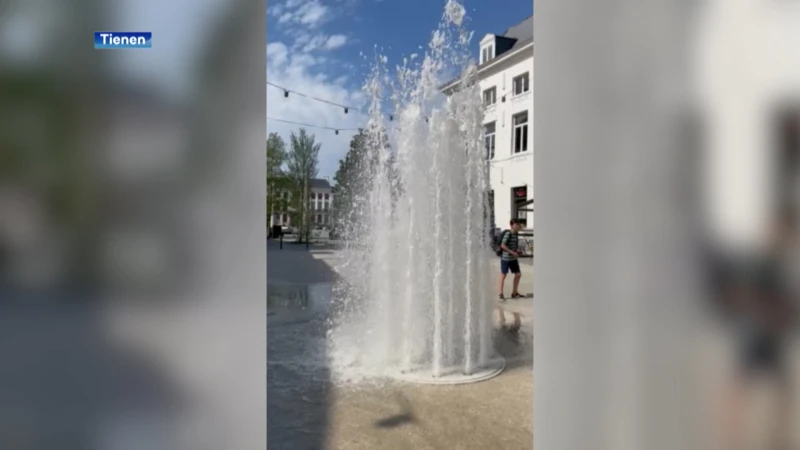 In Tienen draait de gloednieuwe waterpartij op de Grote Markt op volle toeren