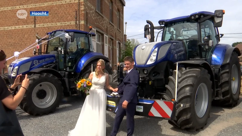 Kathy en David vieren hun trouw met... stoet van tractoren en vrachtwagens