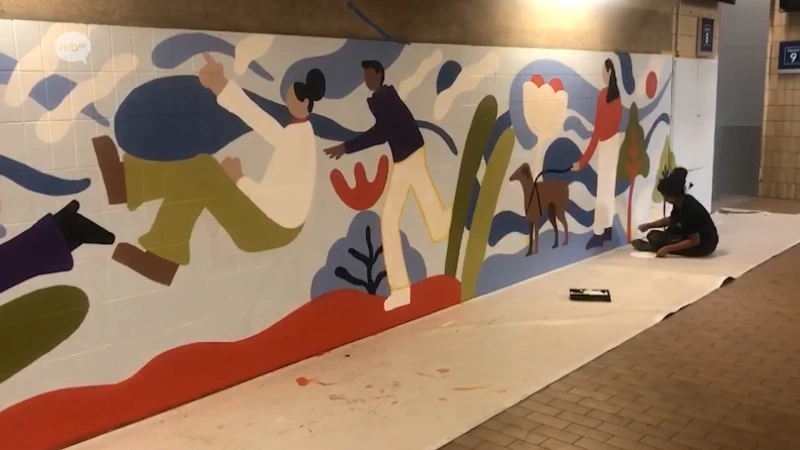Kleine voetgangerstunnel aan station in Leuven krijgt kleurrijke muurschilderingen
