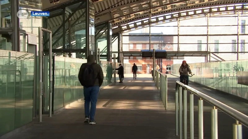 Stad Leuven plaats opnieuw signalisatie op de brug over station om voetgangers en fietsers te scheiden