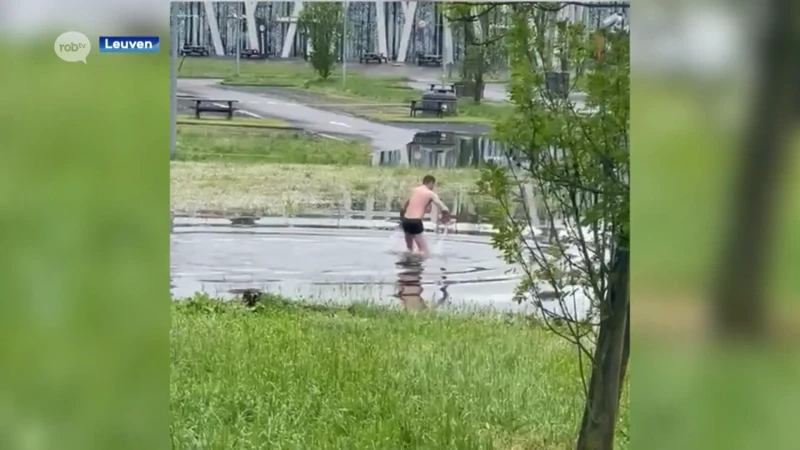 Man zwemt in plas aan tankstation in Heverlee