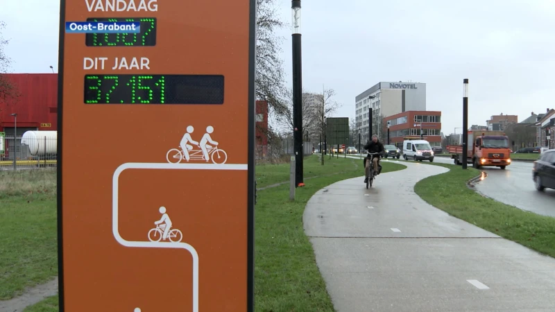 De fietstelpaal aan het Joanna-Maria-Artoisplein in Leuven is de drukste van heel onze provincie met 4182 fietsers per dag