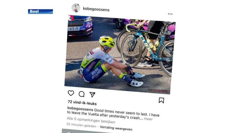 Pech blijft Kobe Goossens achtervolgen, wielrenner moet Vuelta verlaten na valpartij