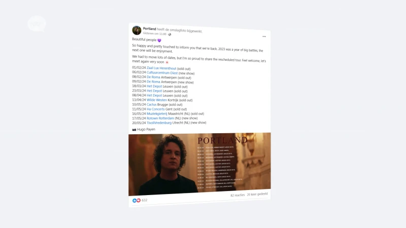 Portland treedt vanaf februari opnieuw op: Het Depot in Leuven drie keer uitverkocht en nieuwe show in Den Amer in Diest