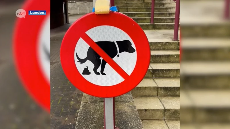 Wie laat hondenpoep achter aan de trappen van het stadhuis van Landen?: "Op bijna elke trede een drol"