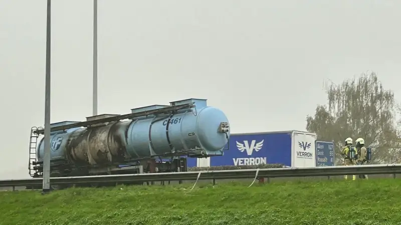 E314 tussen Tielt-Winge en Aarschot tijdlang afgesloten door tankwagen die in brand vliegt