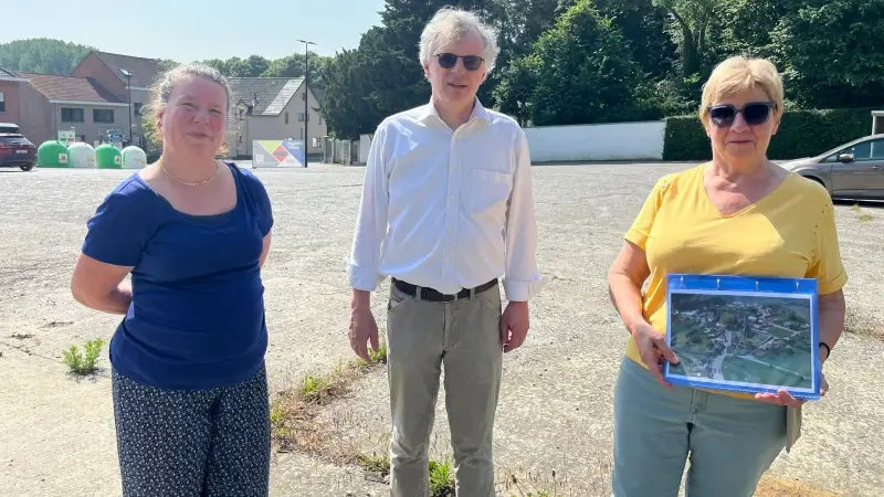 Buurtbewoners Sint-Agatha-Rode willen betonnen parkeerterrein opfrissen: "Lelijkste plekje van het dorp moet een groene ontmoetingsplaats worden"