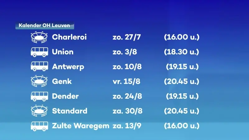 Ontdek hier de kalender van Oud-Heverlee Leuven voor het nieuwe voetbalseizoen