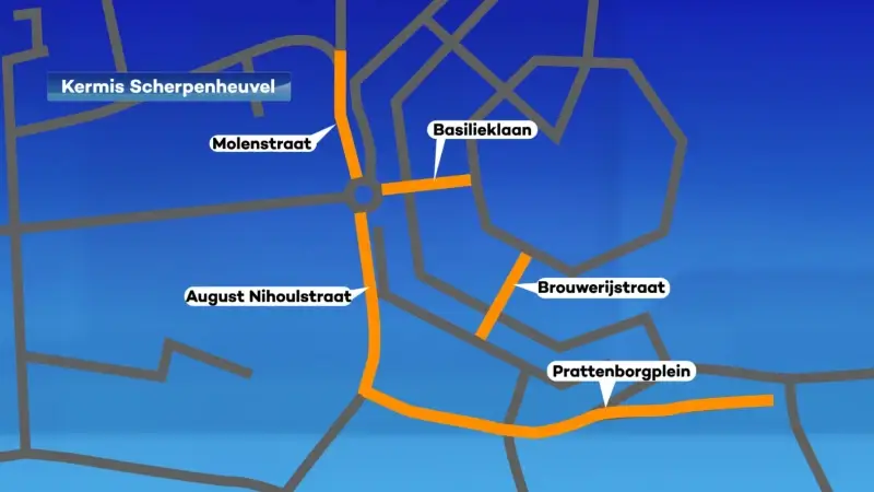 Verschillende straten tot maandag 4 augustus afgesloten door kermis in centum van Scherpenheuvel