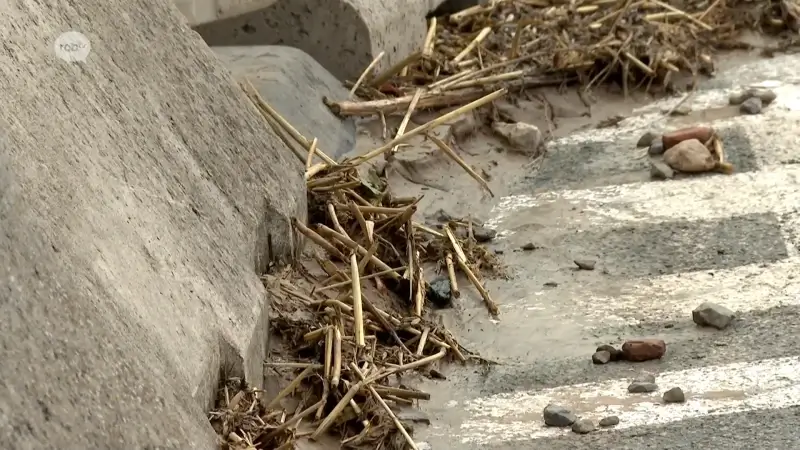 Wateroverlast zorgt in Landen voor verschillende water- en modderstromen, straten worden vandaag proper gemaakt