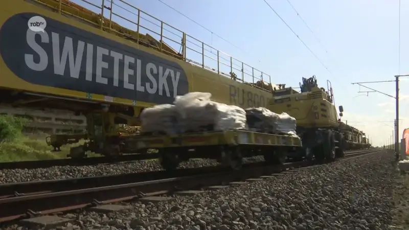 Gespecialiseerde Oostenrijkse trein voert werken uit op hogesnelheidslijn Leuven-Luik