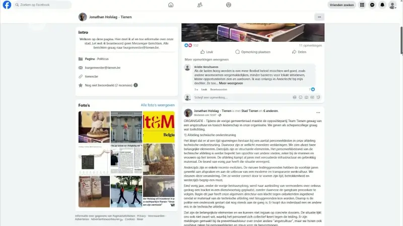 Hoofdafbeelding voor artikel Burgemeester van Tienen over…