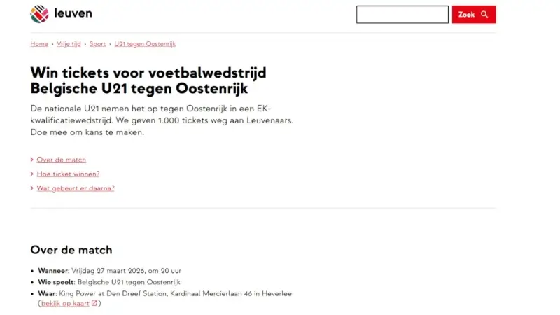 1.500 gratis tickets voor wedstrijd Belgische U21 aan Den Dreef in Leuven