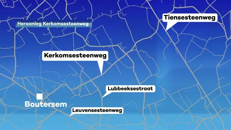 Werken Kerkomsesteenweg in Boutersem gaan maandag nieuwe fase in: straat afgesloten tussen Leuvensesteenweg en Lubbeeksestraat tot begin juni