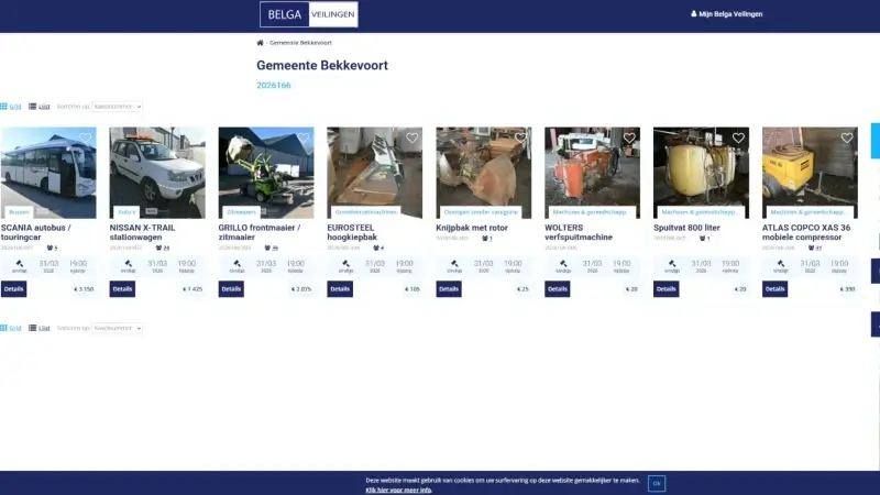 Bekkevoort verkoopt auto en bus via online veiling